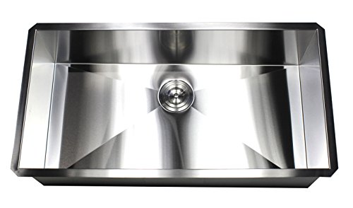 Kingsman Arl-F3619 36 Inch Zero Radius Design 16 Gauge Undermount Single Bowl Stainless Steel Kitchen Sink Premium Package #TOP1