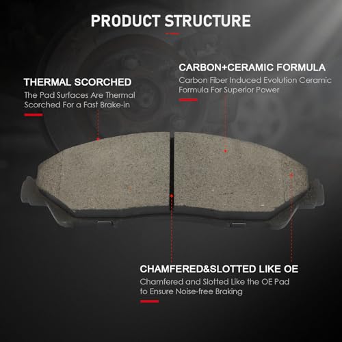 Image of cciyu D1723 Front Ceramic Disc Brake Pads Kit For Acura MDX 2014-2020,For Honda Pilot 2016-2022,For Honda Ridgeline 2017-2022