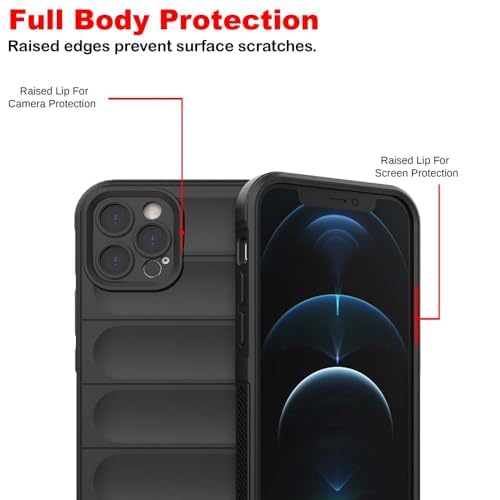 Image of TOUCCH iPhone 12 Pro Silicone Back Bumper Case| Shock Proof Design & Camera Protection | Premium Rubberised Cover (Microfiber Lining) for Apple iPhone 12 Pro | Matte Silicone - Black