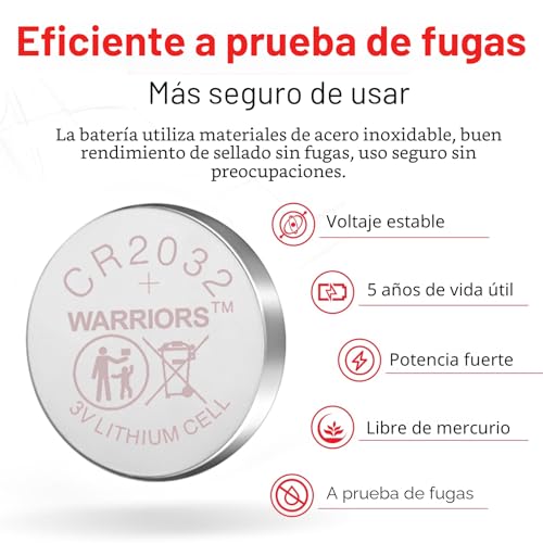 Miniatura 2 de Warriors 20x Cr2032 2032 Pilas De Litio De 3v Tipo Botón, Empaque Seguro Para Niños, Para Dispositivos Electrónicos Y Llaves De Coche