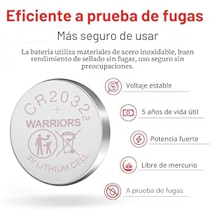 Warriors 20X Pila CR2032 3V 240mAh Litio Botón
