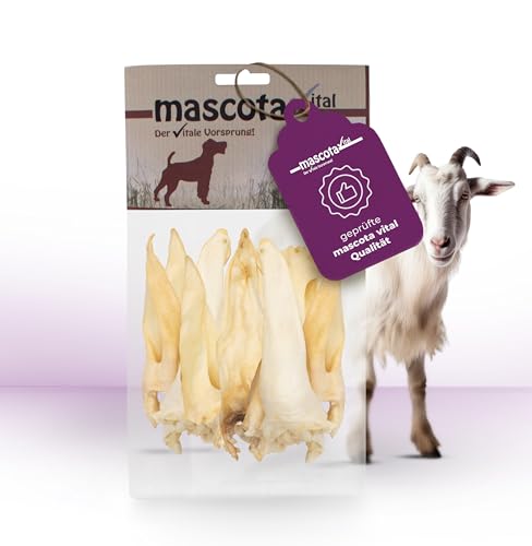 mascota vital - Getrocknete Ziegenohren für Hunde – 100% Natürlicher Kausnack, Schonend Getrocknet, Ohne Zusatzstoffe, Fördert Zahngesundheit & Langanhaltenden Kauspaß