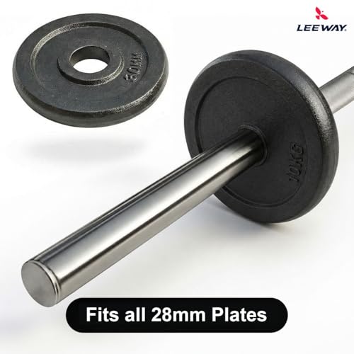 Image of LEEWAY Gym Barbell Rod 7 Feet | 28mm | Solid Steel Chrome Barbells for Plates | Gym Rod with Lock Collars | Weight Lifting Bar for Home Training | Exercise Bar at Home (7 Feet Straight)
