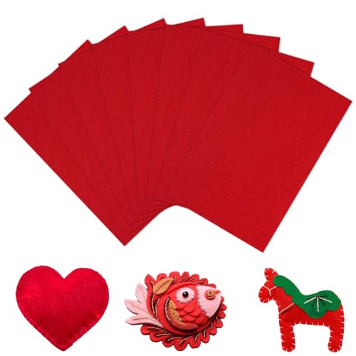 Deepton Bastelfilz 2mm, Filz zum Basteln, 20 x 30cm Filzstoff, 4 Farben Vliesstoff Stoff Filzplatten für DIY Handwerk Nähen Manual Decoration (Rot)