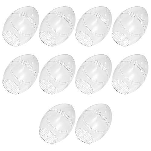 EXCEART Fillable Ball Easter Fillable Plastic Eggs, 10pcs Clear Standing Easter Egg Ornaments for Candy Chocolate, Easter Party Egg Hunt Kids Party DIY Craft 50x80mm