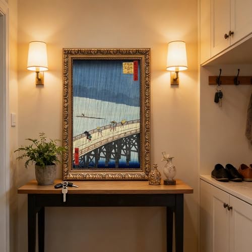 Ohashi Bridge sous la pluie affiche toile pour salon zen - 5