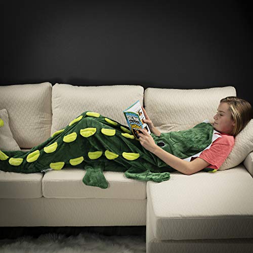 Cozy Crocodile Animal Tail Blanket for Kids Soft and Comfortable Kids Sleeping Bag Sleep Sacks Blankets for Movie Night, Sleepovers, Camping and More - Fits Boys and Girls Ages 3-13 Years