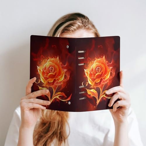 Carnet de notes A5 luxe anneaux acier inoxydable Flame Rose