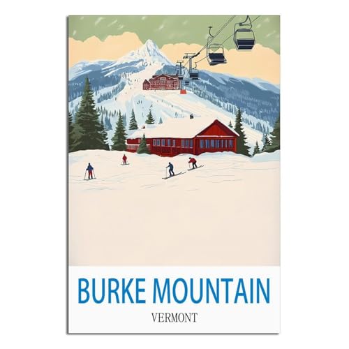 Poster Burke Mountain Vermont de voyage vintage cadeau idéal pour passionné de ski