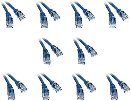 C&E 4 Pack, Cat5e Ethernet Patch Cable, Snagless/Molded Boot, 14 Feet, Blue (CNE504488)