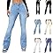Generico Donna Jeans Lunghi Alta Vita Jeans Larga Pantaloni Baggy Denim Pantaloni Diritti Vintage Elasticizzati Pants Casuale Straight Wide Leg Pants Denim Trousers con Tasche Laterali