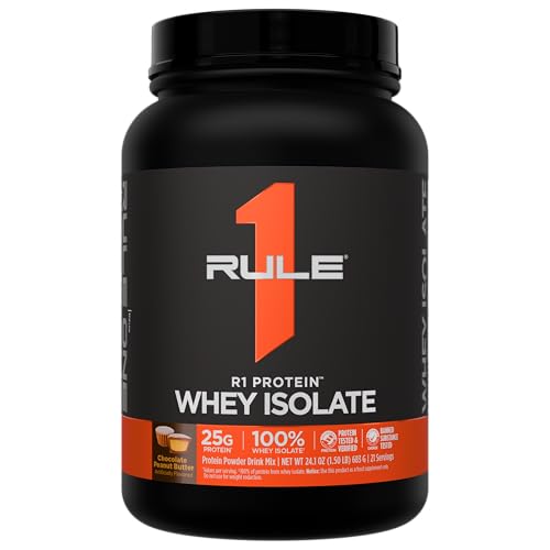 Image of Rule 1 Proteins R1 Protein Whey Isolate, Chocolate Peanut Butter, 21 Serv | 25g of Protein from Whey Isolates and Hydrolysate isolates for Workout Recovery and anytime use