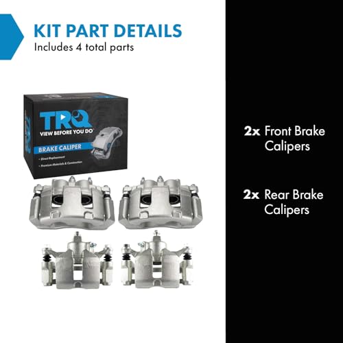 Image of TRQ Front and Rear Brake Caliper Set Zinc Coated Brackets Compatible with 2006-2010 Chevrolet Impala 2006-2007 Monte Carlo