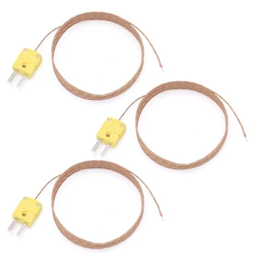 DROK �����xK�^�C�v�M�d�΃v���[�u - 3�p�b�N �^�C�vK���x�v���[�u&�Z���T�[�A�M�d�Ή��x�v�p�A2���[�g���̒�������͈�-40°C~480°C (-40.0 °C~480.0 °C)