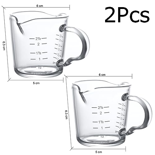 Espresso Shot Glass Cup with Double Spouts 3oz/70ml Coffee Shot Glass Measuring Cup with Handle Little Jug Mugs Measures Cup Liquid Pitcher Heat&Cold Resistant for Bar Party Home Wine Coffee Milk Tea - Image 3