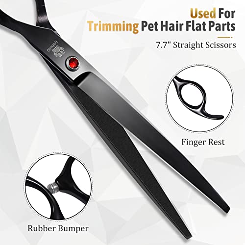 Image of Dog Grooming Scissors Kit with Safety Round Tips, GLADOG Professional 5 in 1 Grooming Scissors for Dog and cat