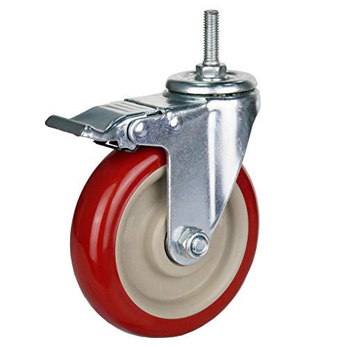 DICASAL 5 Inch Heavy Duty Stem Casters 360 Degree Swivel Durable Wheels Castors with Imperial Size 3/8"-16x1 Threads Dual Safety Locks and Bearings Easy to Install for Furniture and DIY Tools by DICASAL - Image 5