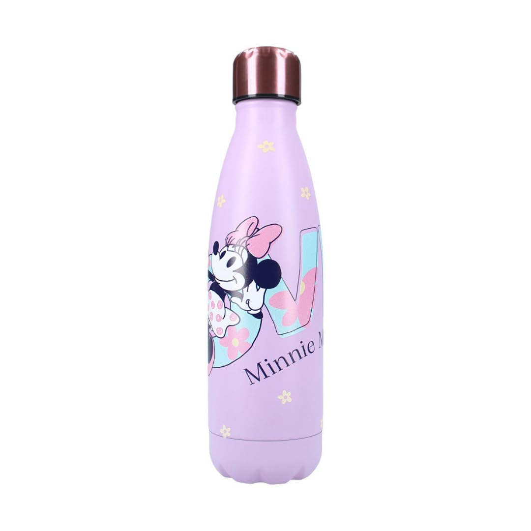 My sweety pop - Minnie Mouse Stainless Steel Water Bottle – Child – Adult – Teen – Meal – 22.5 cm – 700 ml – Hydration – Gift Idea – Bottle – Purple