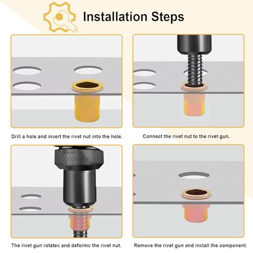160 Stück Nietmuttern Einpressmuttern: Nietmuttern M6, Blindnietmuttern M8, Gewindenieten M6 M8, Verzinkt Kohlenstoffstahl Nietmutter, Nietmuttern Sortiment Set, Flachkopf Nietmuttern für Metall usw