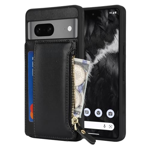 Image of Cavor for Google Pixel 7 Case Wallet with Card Holder, Black