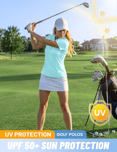 Image of TACVASEN Women's Golf Polo Shirts Short Sleeve UPF 50+ Sun Protection Golf Shirts for Women Quick Dry Collared Polos