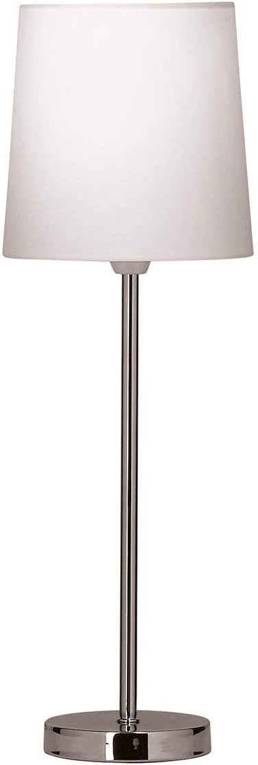 Village At Home Metal Tall Stick Lamp with White Shade, Chrome