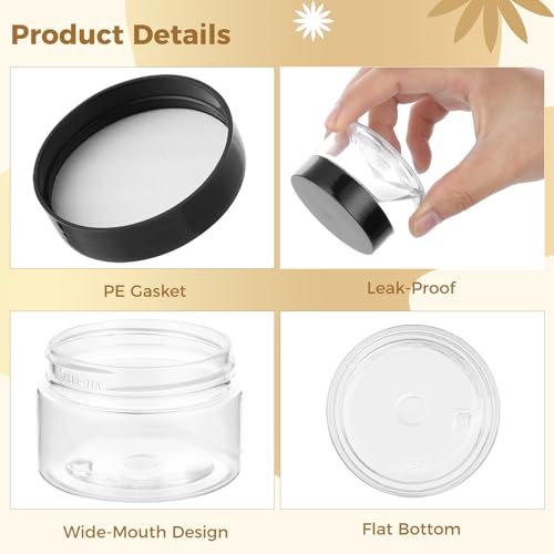 150 Pack 1 Oz Plastic Container Jar with Lids - Mini Small Round Clear Cosmetic Jars and Labels BPA Free for Lotion, Cream, Ointments, Samples, Makeup, Travel Storage4