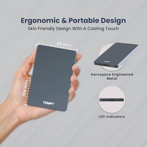Image of TEMPT JoosMag5k Slimmest (8.7mm), Metallic Body for iPhone 17 /16 /15 /14 /13 /12 |5000mAH MagSafe Wireless Power Bank | 15W Wireless and 22.5W PD Fast Charging (Grey)