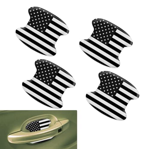 yorpyep 4 PCS Car Door Protector, Scratch-resistant American Flag Paint Protection Film, No-trace Self-adhesive Door Bowl Guard, Universal Protective Exterior Trim (Black)