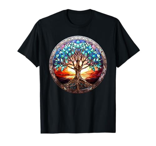 Tree of Life.Co Árbol de la Vida Espiritual Naturaleza Arte Yoga Reiki Meditación Camiseta Unisex Adulto Negro Talla S Manga Corta