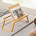 Giantex Bamboo Laptop Desk for Bed, Adjustable Serving Tray Breakfast Table with Tilting Desktop, Folding Lap Tray with Removable Stopper, Cooling Holes & Small Side Drawer (Natural), GT67948-HWCF