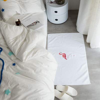 Tapis de bain en pur coton WLLLO, absorbant et épais avec petites lettres style frais, modèle G