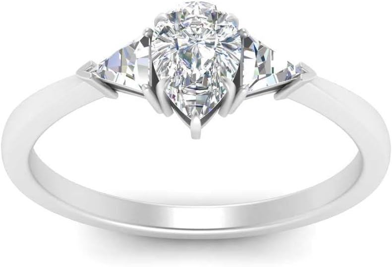 Choose Your Gemstone Trillion Cathedral Ring Sterling Silver Pear Shape 3 Stone Engagement Rings Ornaments Surprise for Wife Symbol of Love Clarity Comfortable US Size 4 to 12