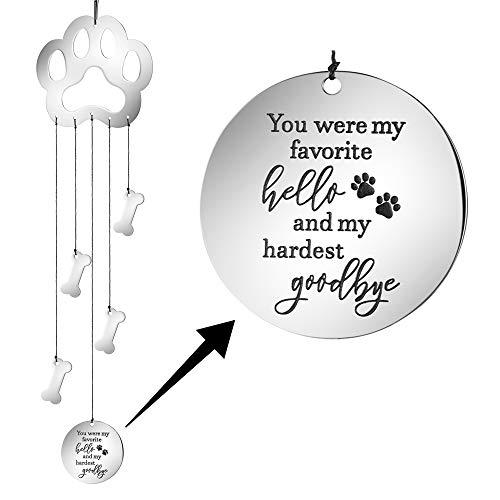 MEMGIFT Dog Memorial Wind Chime Paw Print Pet Sympathy Garden Gifts for Her Women Teen Girls Personalized Remembrance fot Pet Loss