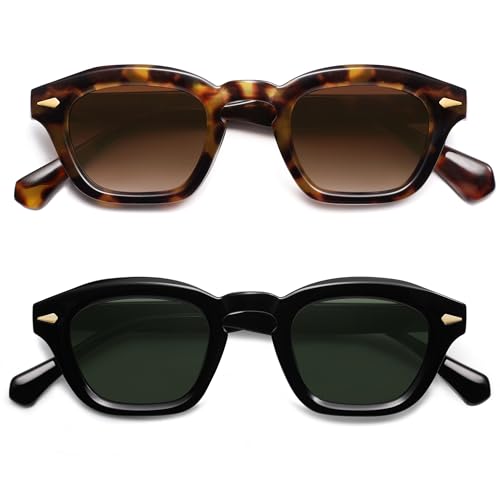 Image of Appassal Small Retro Square Sunglasses for Women Mens Rectangle Sunnies AP3680,Tortoise /Brown&Black /Green