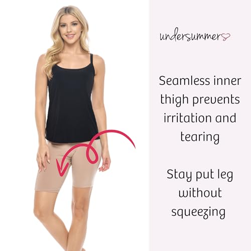 Image of Undersummers Classic Shortlette, Plus Size Slip Shorts for Women Under Dress, Thigh Anti Chafing Shorts Women, Undergarments for Dresses (2X, Beige)