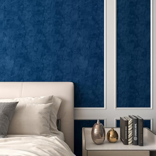 Decotalk Klebetapete Selbstklebend Wand Samtstoff Tapete Dunkelblau 40X500cm Wände Tapeten Blau Stretch Stoff Luxus Tapete für Zimmer Samt… – Ansicht 2
