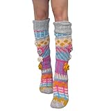 Generisch Damen bunte Strickstulpen-Socken im Boho-Stil - Lange Kniestrümpfe mit...