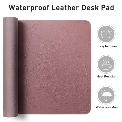 Image of Aothia Leather Desk Pad Protector, Mouse Pad, Office Mat, Non-Slip PU Leather Blotter, Laptop Pad, Waterproof Writing Pad for Office and Home (Dark Pink, 23.6 inch x 13.7 inch)