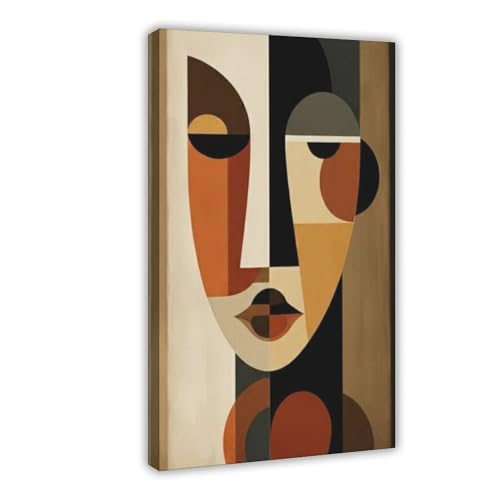 Poster abstrait africain sur toile géométrique cubiste 61x91 cm pour salon