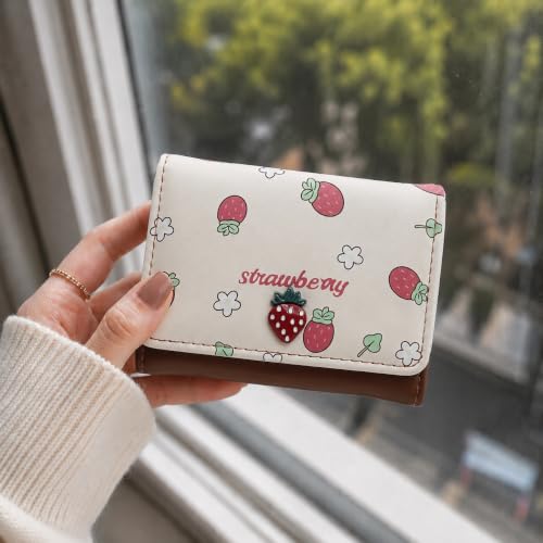 Image of Valerie Wallets for Women Leather Cute RFID Blocking Small Bifold Wallet with Zipper Coin Purse for Girls and Ladies Women's Wallet (Strawberry Brown)