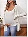 BEAUDRM Women's Maternity Cardigan Sweater Textured Button Down Long Sleeve V Neck Sweater Tops White XX-Large