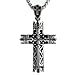 Produktbild DonDon® Herren Halskette mit großem Königs-Kreuz-Anhänger Edelstahl 52 cm silberfarben und Samtbeutel