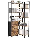 YATINEY Corner Bookshelf, 7 Tier L-Shaped Bookcase with 3 Drawers, Storage Corner Shelf, Freestanding Tall Display Shelf, Industrial Style, for Living Room, Home Office, Rustic Brown and Black SJ10BR