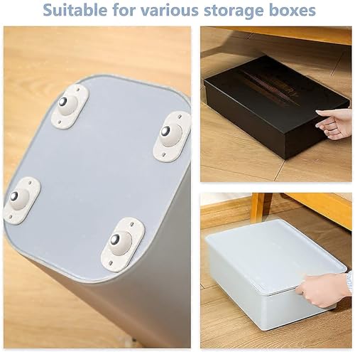Image of 4 Pcs Self Adhesive Mini Swivel Casters Wheels,Universal Wheels| at The Bottom of The Storage Box, Swivel Caster 360 Degree Rotation Pulley for Furniture Various Storage Boxes