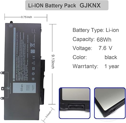 R & I GJKNX Battery Compatible for Dell Latitude 5280 5480 5580 5490 5590 E5480 E5580 E5490 E5590 Series Precision 15 3520 Series 0DY9NT GD1JP... - Image 3