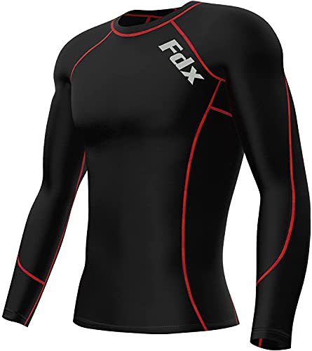 FDX Sous maillot à manches longues pour homme Large noir/rouge Cover