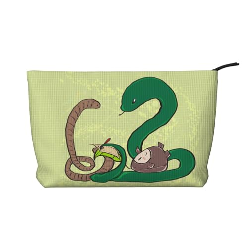 Bolsa de cosméticos de pana con estampado de semillas de girasol, lombriz de tierra, serpiente, bolsa de almacenamiento portátil con cremallera para mujer