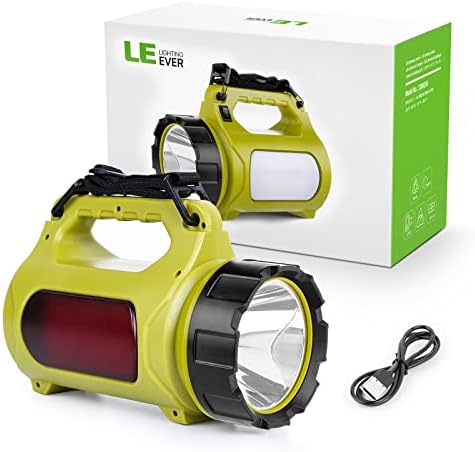 LE Rechargeable Camping Lantern, 1000 Lumen Bright LED Torch, 5 Modes Outdoor Searchlight with 3600mAh Power Bank, Portable Work Light for Hiking, Fishing, Power Cuts, Emergency and More