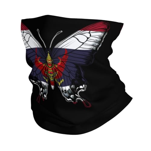 Thailand Thai Flag Butterfly Neck Gaiter Balaclava Face Mask for Men Women Patriotic Design Seamless Bandana Cover Scarf Headwear Headband Head Wrap White2